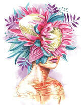 Без бренда «Портрет девушка с оригинальными цветами на голове» в Чите