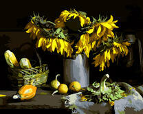 Натюрморт с подсолнухами в вазе