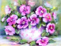 Горшочек с букетом анютиных глазок