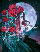Без бренда «Девушка с розами в волосах на фоне луны» в Чите в интернет-магазине Без бренда «Девушка с розами в волосах на фоне луны» в Чите