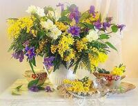 Без бренда «Букет из мимозы и колокольчиков в вазе» в Чите в интернет-магазине  Без бренда «Букет из мимозы и колокольчиков в вазе» в Чите