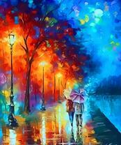 Красочная картина с осенней прогулкой