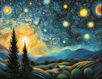 Звездный ночной пейзаж