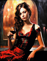 Без бренда «Обворожительная брюнетка с бокалом красного вина» в Чите