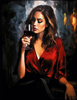 Без бренда «Девушка в красном платье с бокалом вина» в Чите