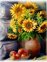 Без бренда «Кувшин с подсолнухами и корзинка с яблоками» в Чите