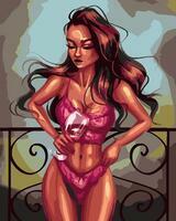 Без бренда «Девушка в нижнем белье с бокалом вина» в Чите